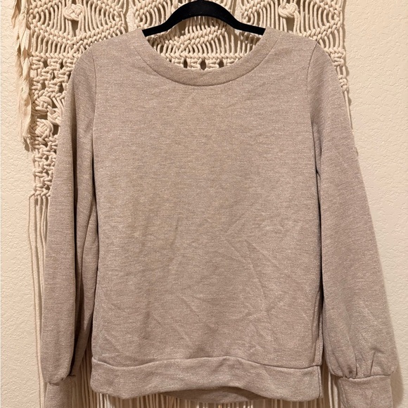 Willow & Clay Lace-Up Tan Sweatshirt - Picture 2 of 3